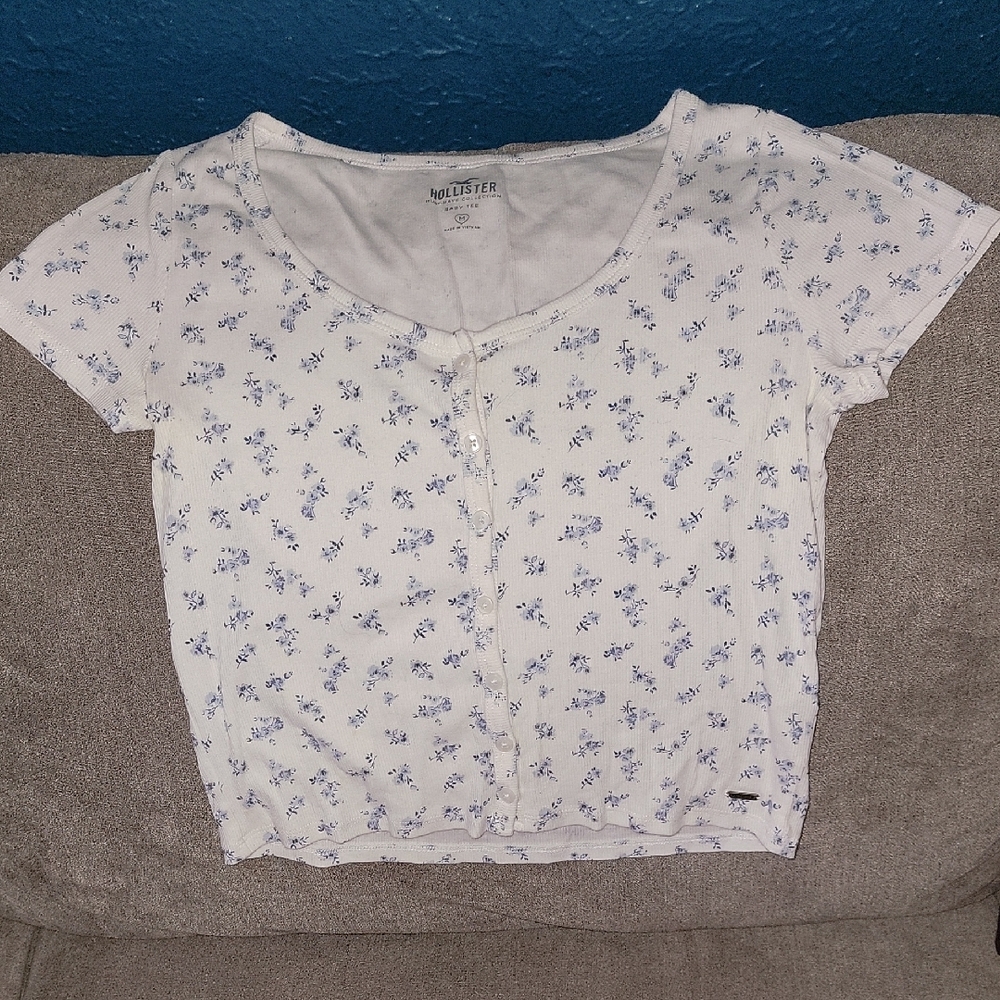 Hollister Women's White Floral Top